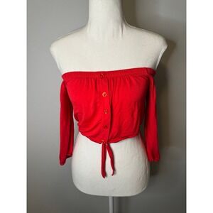 LA‎ Hearts Off the Shoulder Crop Top